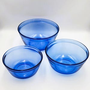 Anchor Hocking Cobalt Blue Mixing Bowls - Etsy