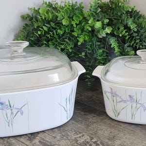 Vintage Corning Ware Shadow Iris Casserole Dishes – 3 QT & 5 QT – Free Shipping!