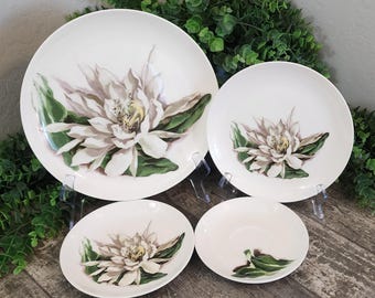 Vintage Santa Anita Ware Flowers of Hawaii Pattern - Night Blooming Cereus Dinnerware