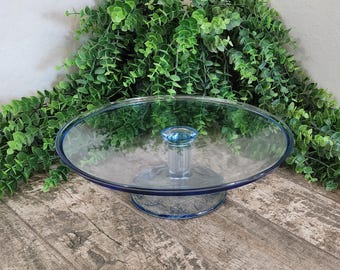 Indiana Glass Aspen Ice Blue Cake Stand – 1970s Pedestal