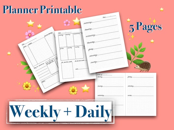 Planner printable: daily spread 3 different weekly spreads | Etsy