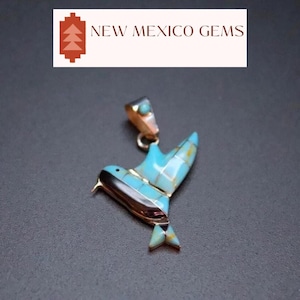 Hummingbird Pendant, Hummingbird Jewelry, Turquoise & Onyx, Turquoise Jewelry