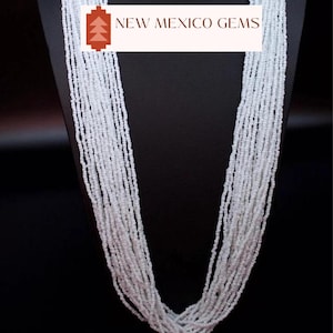 White Seed Bead Multi-Strand Necklace, Handcrafted New Mexico Jewelry