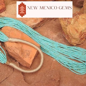 Turquoise Heishi Pueblo Necklace Navajo Heishi Jewelry Handmade Beads & Hand Strung Fifteen Strand Multi Strand Necklace