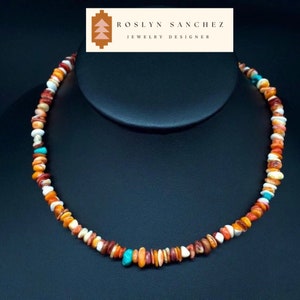 Spiny Oyster Necklace Turquoise Sterling Silver Pueblo Necklace Spiny Oyster Jewelry Southwest Santa Fe