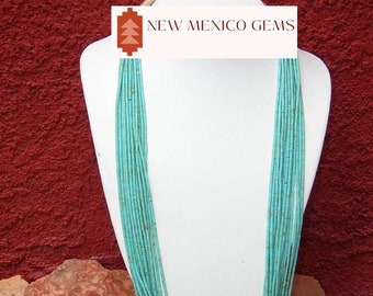 Naszyjnik z turkusem Navajo Heishi w stylu Pueblo z wieloma nitkami i turkusem