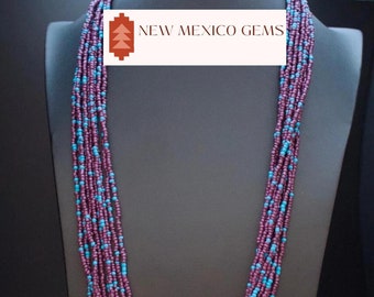 Purple & Blue Glass Seed Bead Necklace Multi Strand Long Necklace Vacation Jewelry Dress Up Jewelry Office Attire