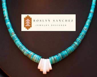 Blue Graduated Turquoise & White Spiny Oyster Necklace Jacla Jewelry Indigenous Jewelry Southwest Native Jewelry