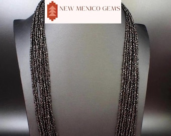 Black Seed Bead Multi Strand Necklace, Beaded Necklace, Southwestern Jewelry