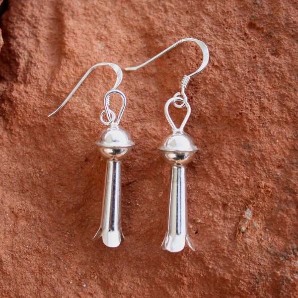 Navajo Squash Blossom Earrings Native American Silver Earrings Minimalist Jewelry Traditional Navajo Squash Blossom