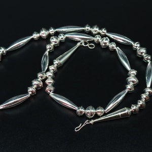 Navajo Sterling Silver Beaded Necklace, Native American Jewelry image 1