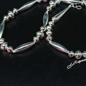 Navajo Necklace High Shine Large Beaded Sterling Indigenous Jewelry Native Beaded Necklace