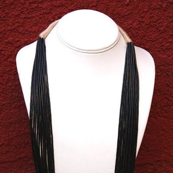 Black Jet Heishi Necklace, Fifteen Strand Beaded Heishi, Indigenous Pueblo Jewelry, Unisex Jewelry,