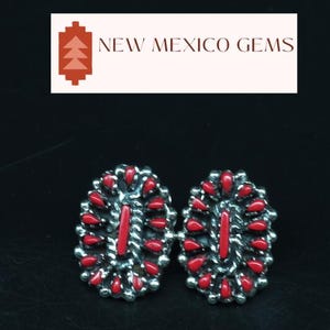 Petit Point Coral Stud Earrings Cultural Coral Design Earrings Indigenous Jewelry Coral