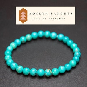 Turquoise Minimalist Bracelet, Stretch Bracelet, Natural Turquoise