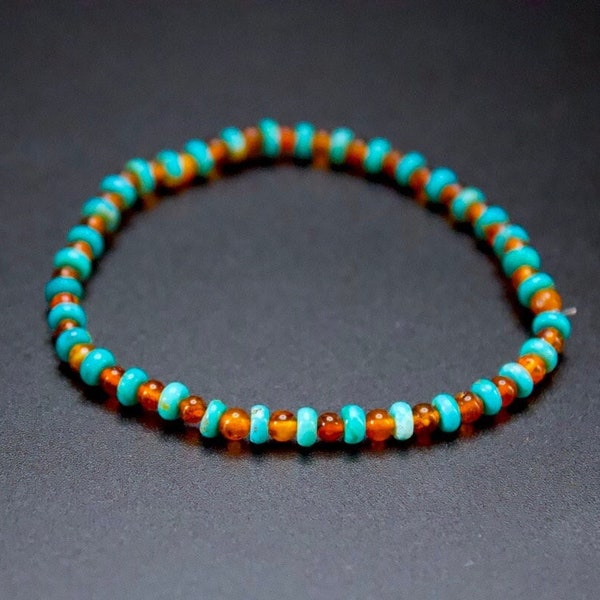 Minimalist Bracelet, Natural Amber & Turquoise, Southwest Bracelet, AAA Beads