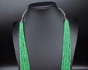 Collana di perline di semi Tradizioni native multifilo Perline di semi di vetro regolabili Collana sudoccidentale verde