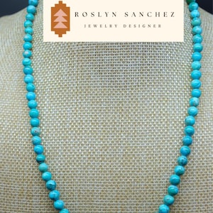 Navajo Blue Turquoise Necklace Turquoise Jewelry Natural Turquoise Blue Turquoise Beaded Necklace