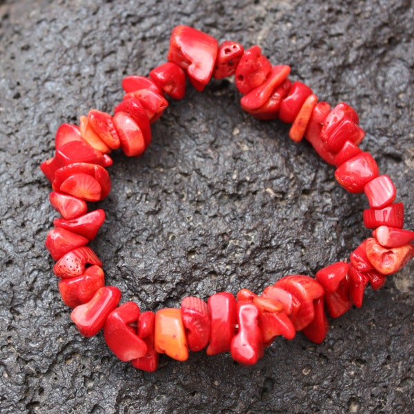 Red Coral Bracelet, Mindfulness Gift, Healing Stone, Nature Stone