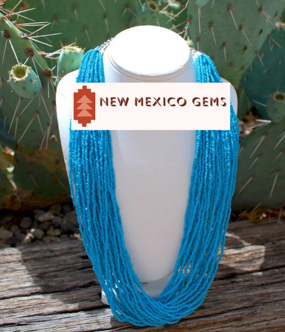 Cobalt Blue 30 Strand Seed Bead Necklace Women's Glass Jewelry Fashion Accessory Cobalt Blue 30 Strand Seed Bead Necklace Women's Glass Jewelry Fashion Accessory