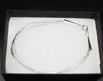 Navajo Liquid Sterling Silver Bracelet, 5 Strand - Southwest