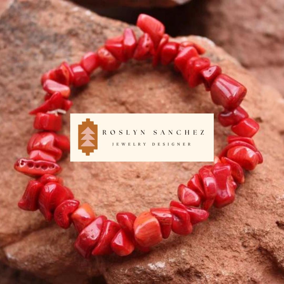 Bracelet Red Coral Link in Gold | Jovon Venice