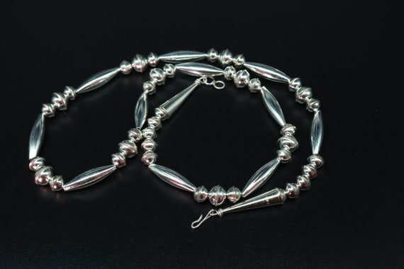 Navajo Sterling Silver Beaded Necklace, Native American Jewelry