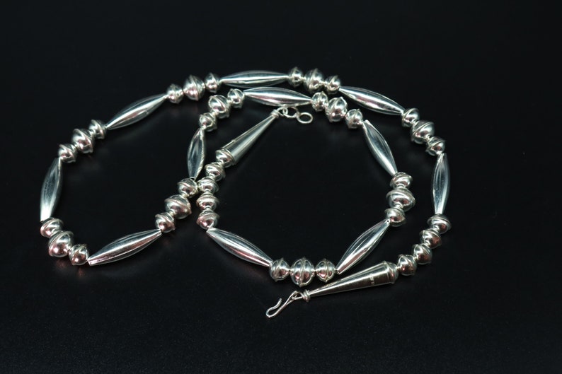 Navajo Sterling Silver Beaded Necklace, Native American Jewelry image 1
