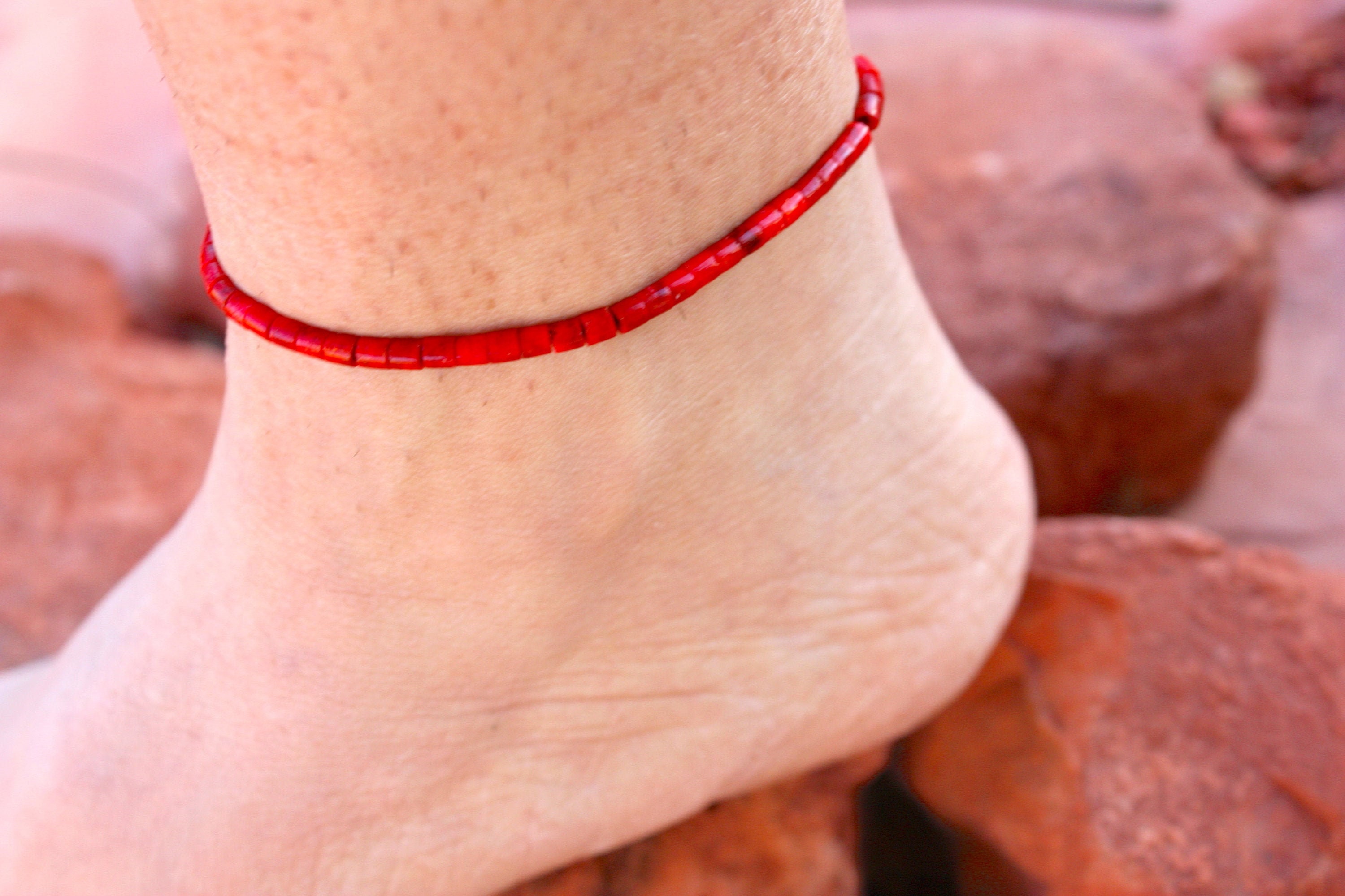 Coral Anklet - Etsy