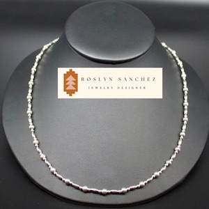 Navajo Sterling Beaded Necklace Melon Silver Beaded Necklace Traditional Indigenous Beaded