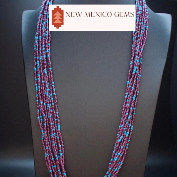 Purple & Blue Glass Seed Bead Necklace Multi Strand Long Necklace Vacation Jewelry Dress Up Jewelry Office Attire