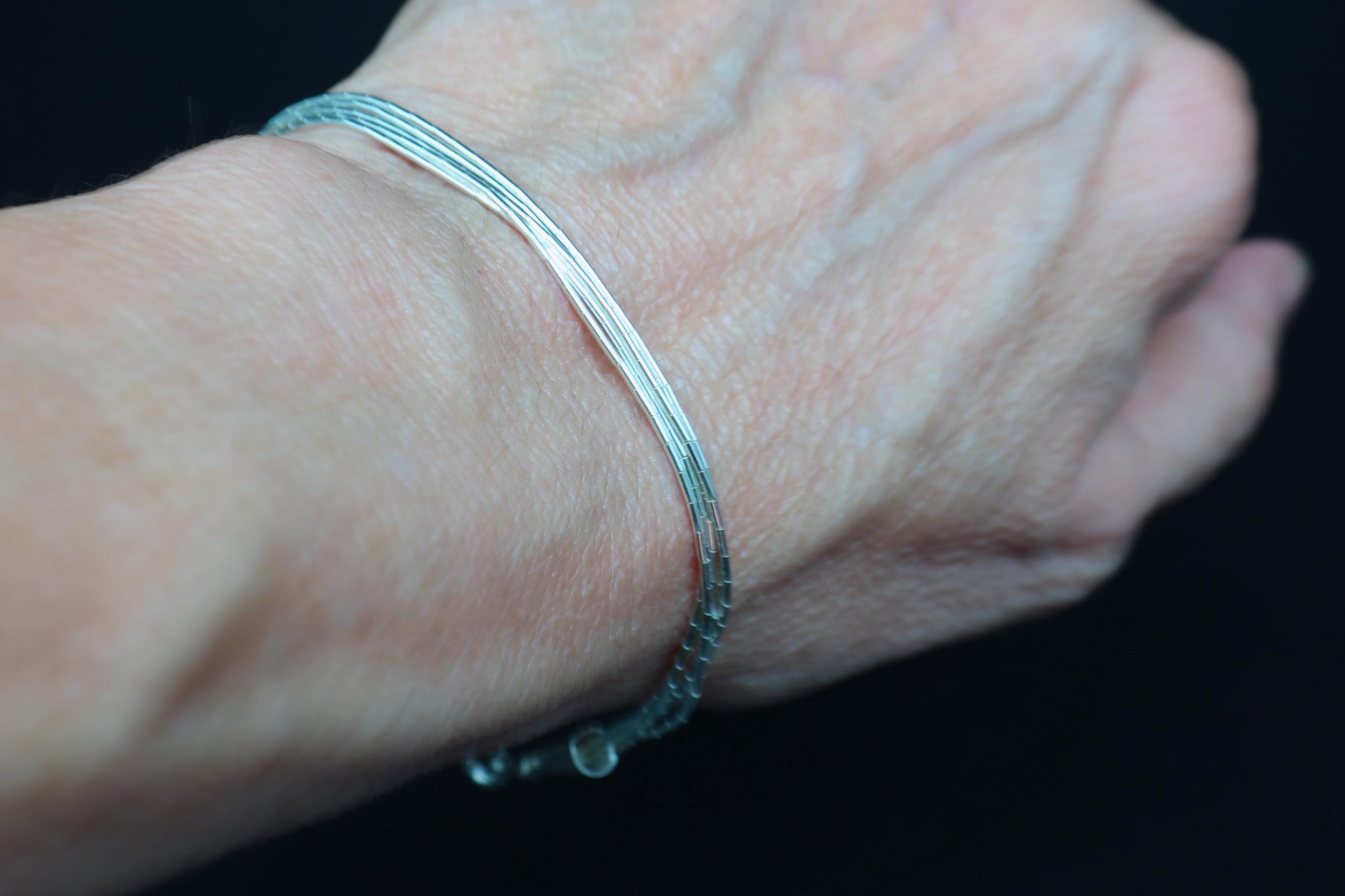 Navajo Liquid Sterling Silver Bracelet, 5 Strand - Southwest