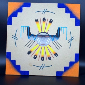 Navajo Sandpainting, Signed Sandpainting, Navajo Art, Sand Art, Mixed Media Art, Pueblo Art, Native Art, Ceremonial Art, Spiritual Art