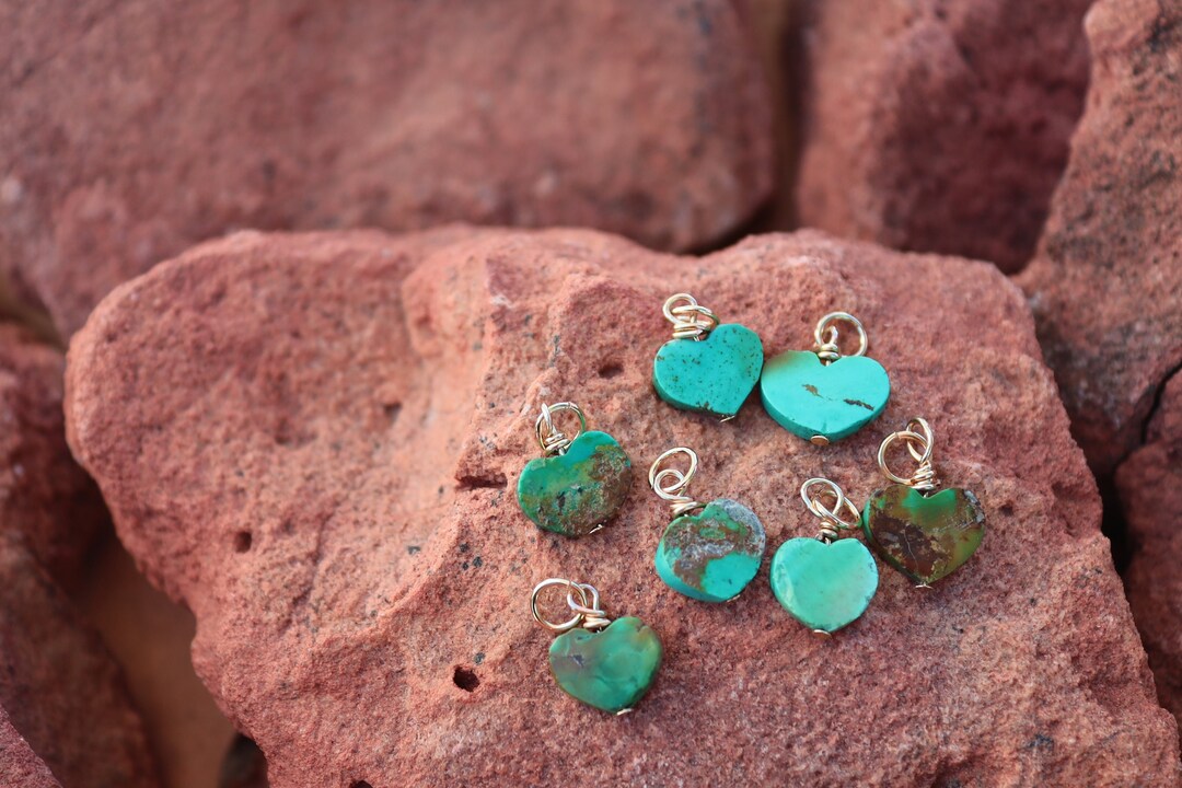 Turquoise Heart Turquoise Charm Gold Charm Turquoise - Etsy