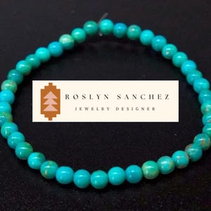 Natural Beaded Blue Turquoise Bracelet, 4mm Beads, December Birthstone, Minimalist Unisex Bracelet