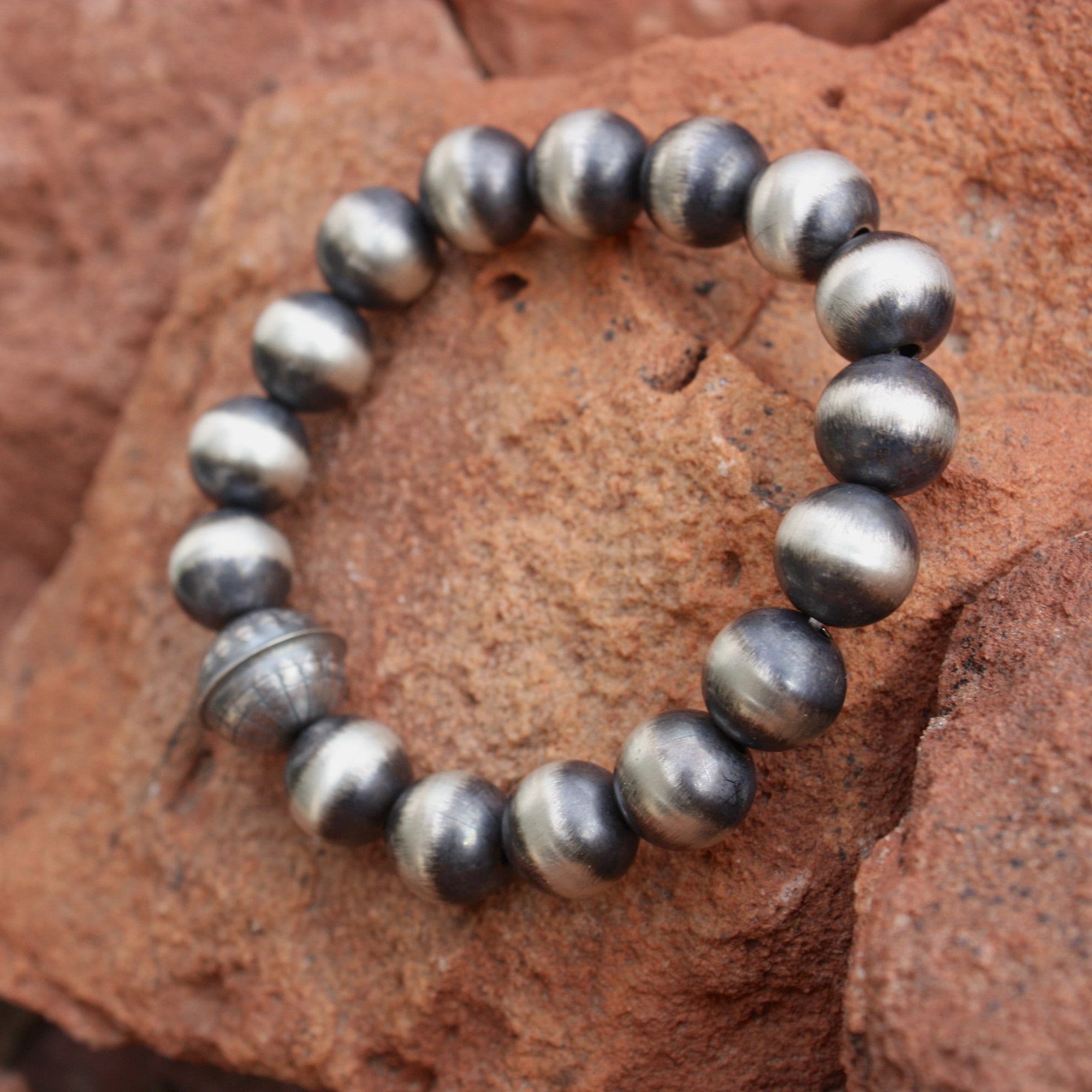 Southwest Elements Sterling Silver Rhodochrosite & Navajo Pearl Bead Bracelet main image 1