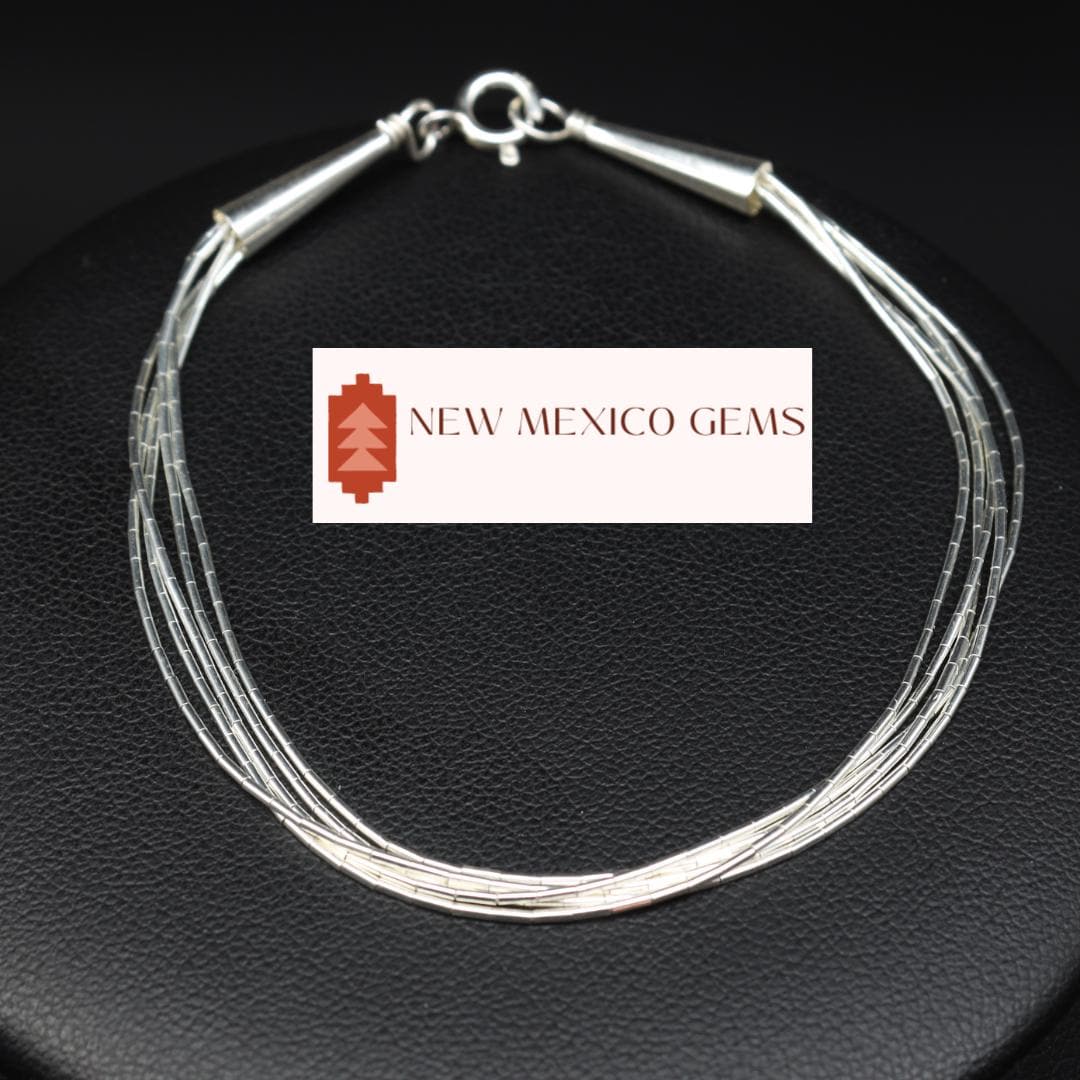 アクセサリー Navajo Liquid Silver Chain Bracelet Navajo Liquid Sterling Silver Bracelet, 5 Strand - Southwest