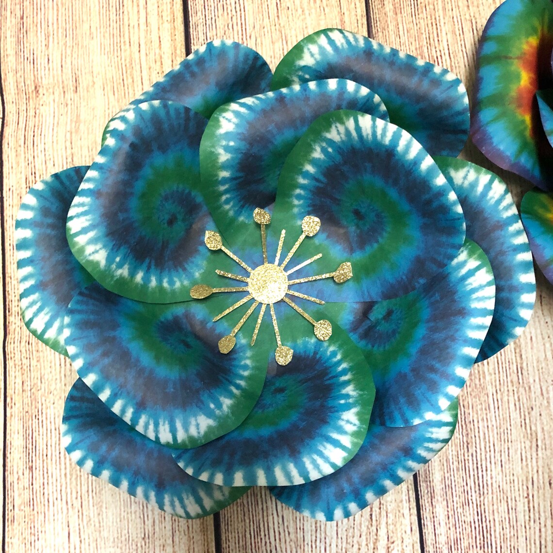 Set of 3 Tie Dye Flowers Etsy