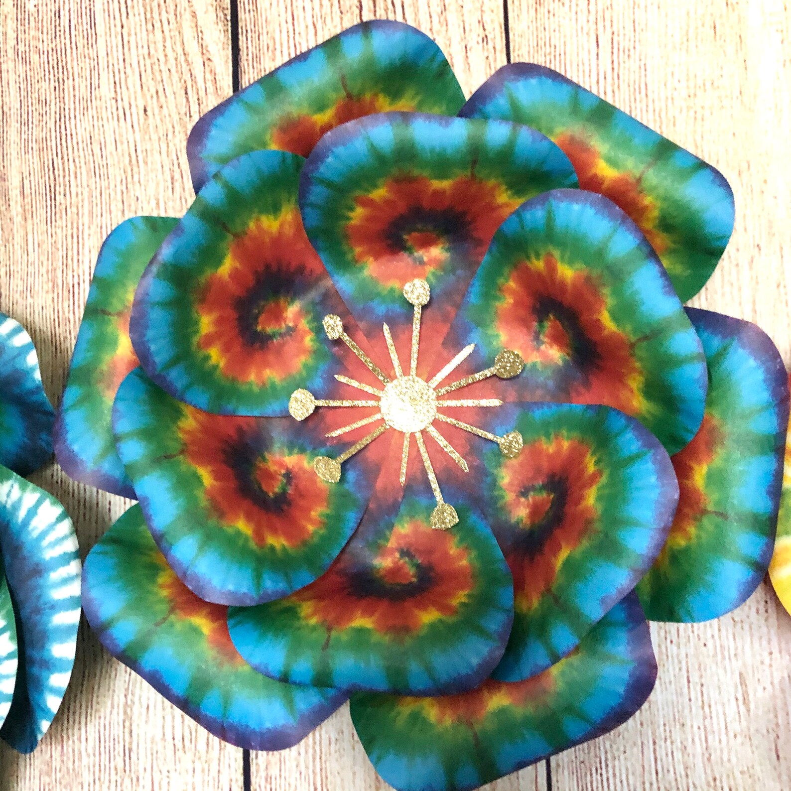 Set of 3 Tie Dye Flowers Etsy