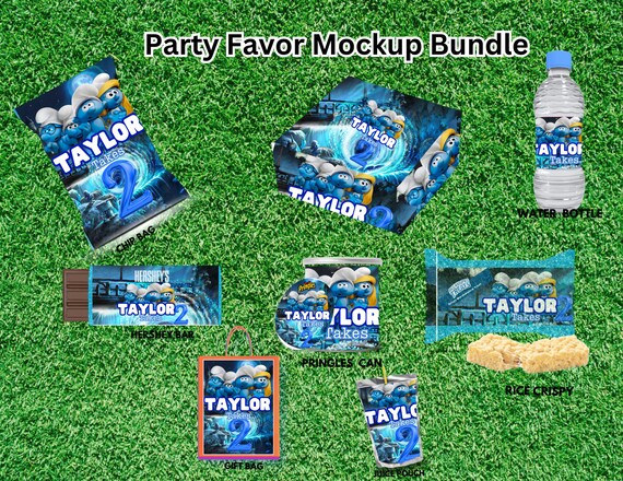 Smurf Party favors, party package, DIGITAL files, Printable Party Kit, Digital Only NOT EDITABLE templates