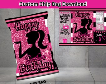 Bolsa de chip Barbie imprimible / Favor de fiesta de cumpleaños / Descarga instantánea