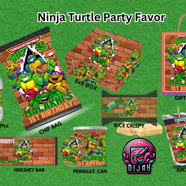 Ninja Party favors, party package, DIGITAL files, Printable Party Kit, Digital Only NOT EDITABLE templates