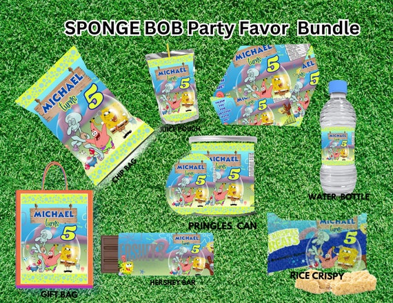 Sponge Under the Sea Party favors, party package, DIGITAL files, Printable Party Kit, Digital Only NOT EDITABLE templates