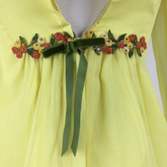 Vintage 60s 70s Retro Hippie Flower Child Yellow … - image 7