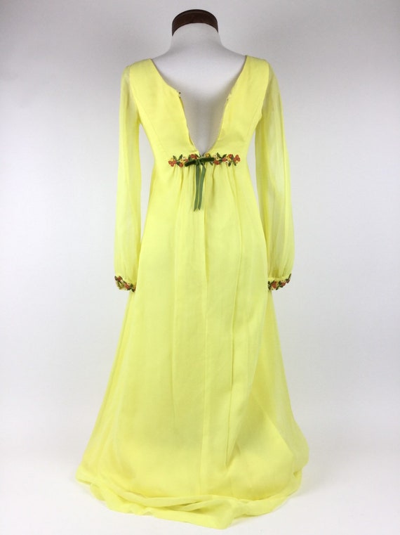 Vintage 60s 70s Retro Hippie Flower Child Yellow … - image 3