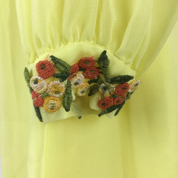 Vintage 60s 70s Retro Hippie Flower Child Yellow … - image 6