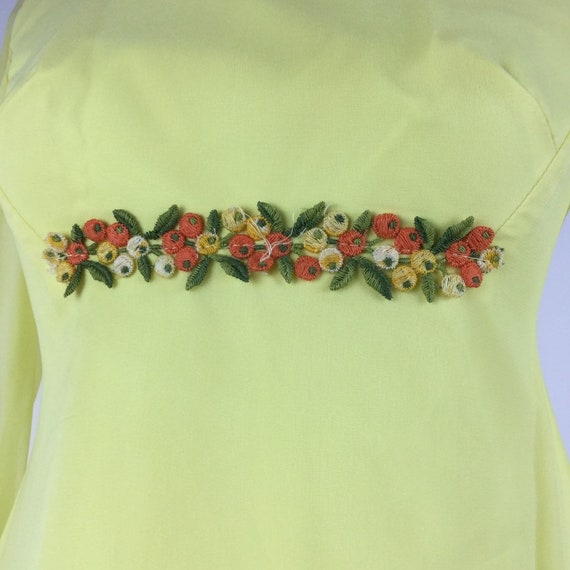 Vintage 60s 70s Retro Hippie Flower Child Yellow … - image 5