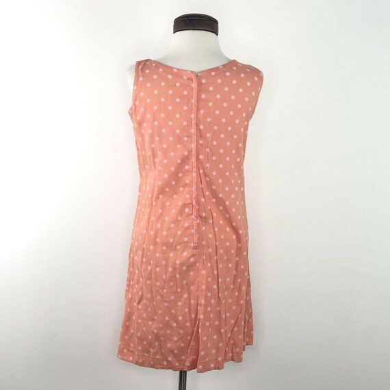 Unbranded Vtg 70s Peach Pink Polka Dot Dress  |  … - image 4