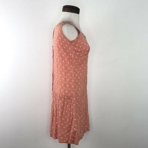 Unbranded Vtg 70s Peach Pink Polka Dot Dress  |  … - image 5