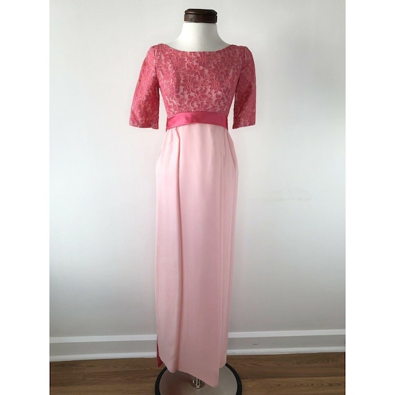 Vtg 1970s 60s Pretty in Pink Prom Dress  |  Women… - image 1